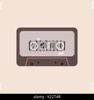Kassette auf der beigen Hintergrund. Audio Tape. Kassette Symbol. 80 Erweckung, retro-Konzept. Vintage Musik und Sound. Mixtape aufnehmen. Vektor Stock Vektor