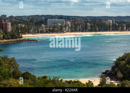 Blick auf Manly Beach von Shelly Landspitze, Northern Beaches, Sydney, Australien Stockfoto