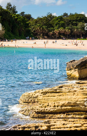 Manly Strandpromenade führt zu Shelly Beach, Northern Beaches, Sydney, New South Wales, Australien. Stockfoto