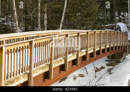 Felsige Schlucht Scenic Area - Die felsigen Schlucht Brücke, die das Swift River in den White Mountains, New Hampshire USA Kreuze während der Wintermonate. Stockfoto