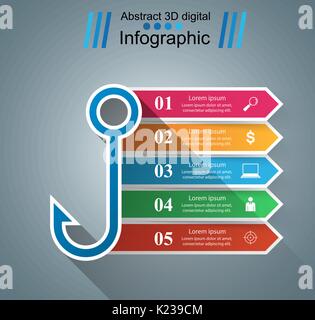 Haken für Fisch Infografik Stock Vektor