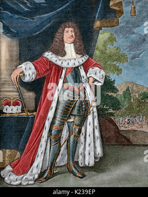 Frederich William (1620-1688). Kurfürst von Brandenburg und Herzog von Preussen. Porträt. Gravur. "Historia Universal', 1885. Gefärbt. Stockfoto