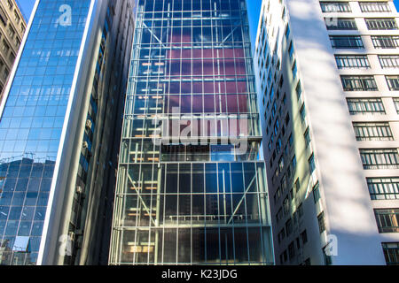 Sao Paulo, Brasilien, 28. August 2017. Fassade des Gebäudes, der neue Hauptsitz des Instituto Moreira Salles auf Paulista Avenue House wird mit seiner Eröffnung für Mitte September 2017 werden in der zentralen Region von Sao Paulo Stockfoto