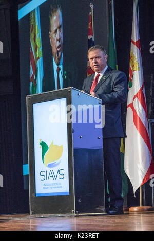 Sao Paulo, Brasilien. 29 Aug, 2017. Minister für Landwirtschaft Blairo Maggi bei der Eröffnung des Internationalen Geflügel und Schweinefleisch Show im Messezentrum Anhembi, Sao Paulo Credit: Alf Ribeiro/Alamy leben Nachrichten Stockfoto