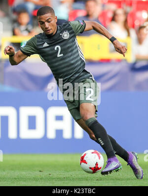 Tychy, Polen. 27 Juni, 2017. Archiv - Deutschlands Jeremy Toljan in Aktion während der Fußball Viertelfinale der U-21 Männer Match zwischen Deutschland und England an der Miejski Tychy Stadion in Tychy, Polen, 27. Juni 2017. Foto: Jan Woitas/dpa-Zentralbild/dpa/Alamy leben Nachrichten Stockfoto