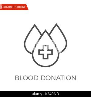 Blut spende Dünne Linie Vektor Icon. Flache Symbol isoliert auf den weißen Hintergrund. Editierbare Schlaganfall EPS-Datei. Vector Illustration. Stock Vektor