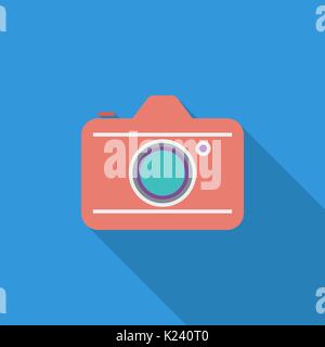Kamera Symbol. Flache Vektor verwandte Symbol mit langen Schatten für Web und mobile Anwendungen. Es kann als-Logo, Piktogramm, Icon, infografik Element verwendet werden. Stock Vektor