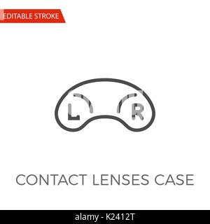 Kontaktlinsen Fall dünne Linie Vektor Icon. Flache Symbol isoliert auf den weißen Hintergrund. Editierbare Schlaganfall EPS-Datei. Vector Illustration. Stock Vektor