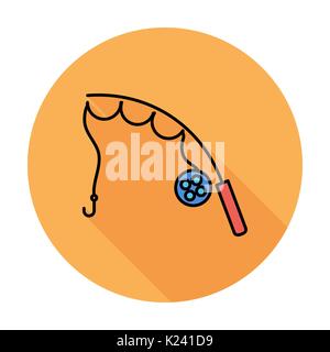 Angelrute. Einzelnen flachen Farbe Symbol auf den Kreis. Vector Illustration. Stock Vektor