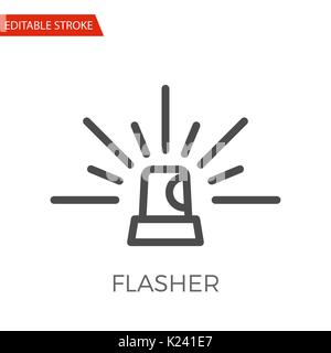 Blinker, dünne Linie Vektor Icon. Flache Symbol isoliert auf den weißen Hintergrund. Editierbare Schlaganfall EPS-Datei. Vector Illustration. Stock Vektor