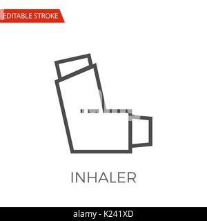 Inhalator dünne Linie Vektor Icon. Flache Symbol isoliert auf den weißen Hintergrund. Editierbare Schlaganfall EPS-Datei. Vector Illustration. Stock Vektor