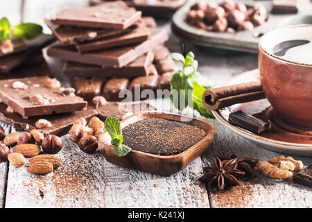 Sortiment von Schokoladearten Stockfoto