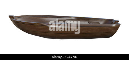 3D-Rendering von einer hölzernen Boot auf weißem Hintergrund Stockfoto