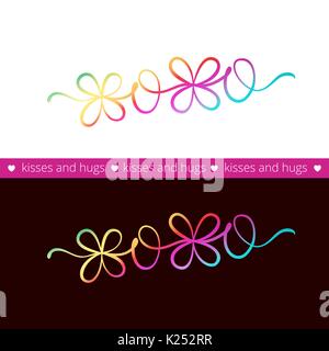 Romantische Vektor XOXO Phrase. Gradient handritten Nachricht label Stock Vektor