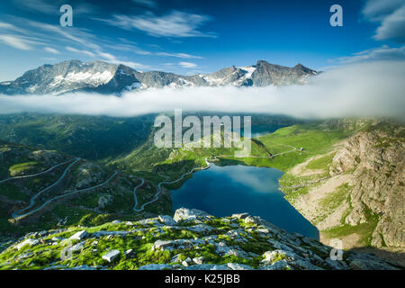 Sicht von Colle del Nivolet, Nationalpark Gran Paradiso, Italien Stockfoto