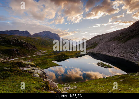 Sicht von Colle del Nivolet, Nationalpark Gran Paradiso, Italien Stockfoto