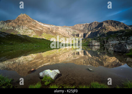 Sicht von Colle del Nivolet, Nationalpark Gran Paradiso, Italien Stockfoto