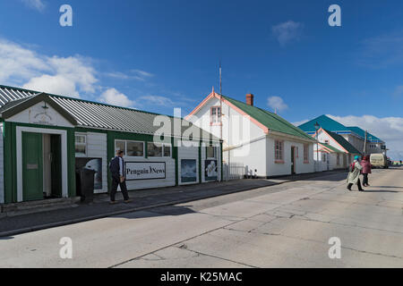 Pinguin Nachrichten (Zeitung) Ross Straße (Hauptstraße) Stanley, Falkland Inseln (Malvinas) Stockfoto