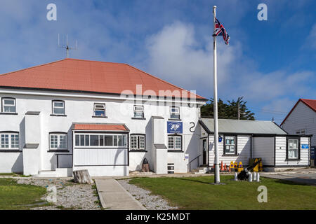 Polizeistation Ross Straße (Hauptstraße) Stanley, Falkland Inseln (Malvinas) Stockfoto