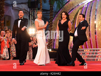 Von Links nach Rechts, Craig Revel Horwood, Darcey Bussell, Shirley Ballas und Bruno Tonioli bei der Einführung von streng Come Dancing 2017 Broadcasting House in London. Stockfoto