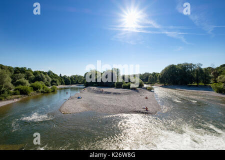 An der Isar am Flaucher, Sendling, München, Oberbayern, Bayern, Deutschland Stockfoto