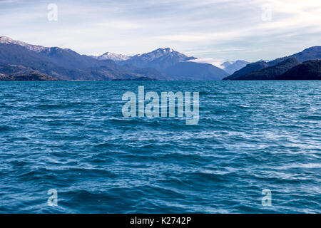 Bootstour zu den Marmorhöhlen Capillas de Marmol von Puerto Rio Tranquilo auf General Carrera See Lago Patagonien Chile Stockfoto