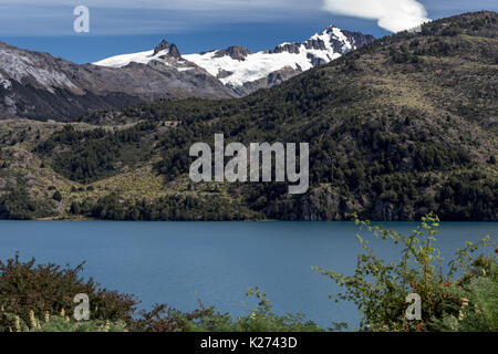 See (Lago) Ruhige Puerto Rio Tranquilo Patagonien Chile entlang X 728 Cruce Ruta 7 Bucht (Bahia) Exploradores Stockfoto