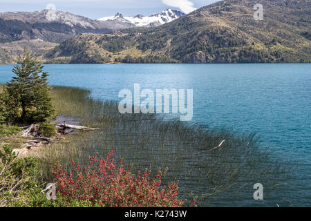 See (Lago) Ruhige Puerto Rio Tranquilo Patagonien Chile entlang X 728 Cruce Ruta 7 Bucht (Bahia) Exploradores Stockfoto