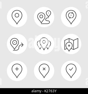 Navigation pin-Zeile für Symbole Stock Vektor