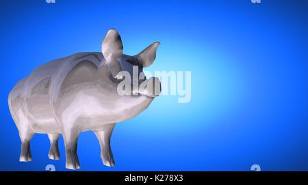 3D-Rendering einer reflektierenden fette Schwein Tier auf einem Hintergrund Stockfoto