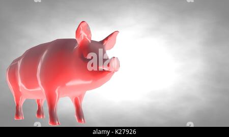 3D-Rendering einer reflektierenden fette Schwein Tier auf einem Hintergrund Stockfoto