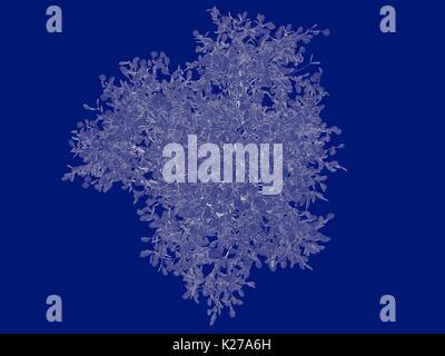 3D-Rendering von einem Umrandeten Baum blueprint auf blauem Hintergrund isoliert Stockfoto