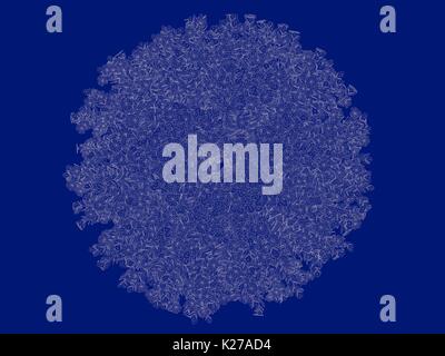 3D-Rendering von einem Umrandeten bush Blueprint auf blauem Hintergrund isoliert Stockfoto