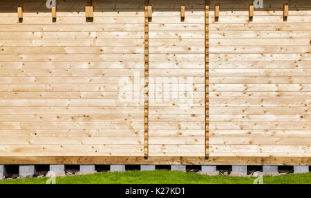 Neu gebaute Holzhaus Haus wall. Stockfoto