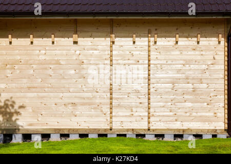 Neu gebaute Holzhaus Haus wall. Stockfoto