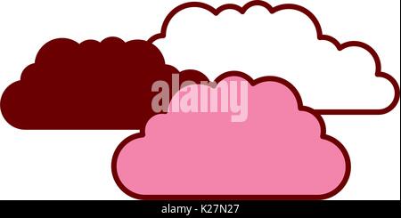 Rosa und Scharlachrot Abschnitte Silhouette mit Wolken Stock Vektor