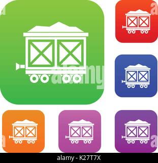 Warenkorb auf Rädern mit Gold set Sammlung Stock Vektor