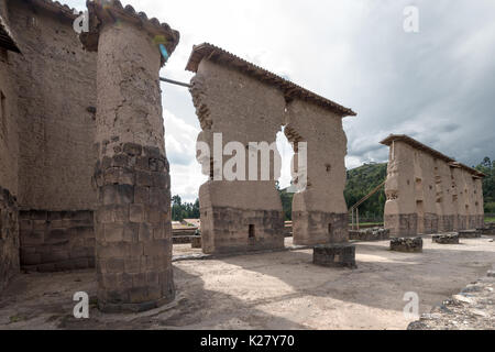 Tempel von Wiraqocha, erbaut Zentrale Wand- & Spalte Riqcha Archäologische Stätte Cusco Peru Stockfoto