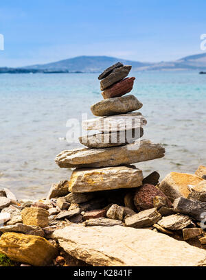 Felsen am Ufer, Delos, Kykladen, Griechenland. Stockfoto