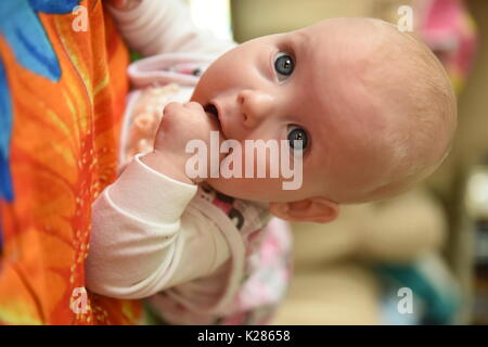 süße verträumte kleine Baby Mädchen Porträt Stockfoto