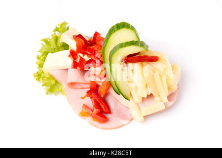 Dänische Spezialitäten und nationalen Gerichten, hochwertige Sandwich, auf weißem Hintergrund Stockfoto