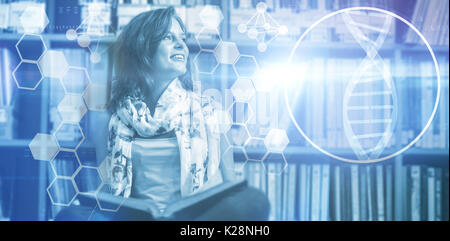 Das zusammengesetzte Bild im Bild der DNA-Helix und Moleküle Schnittstelle Stockfoto