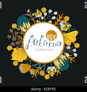 Neue Herbst Kollektion. Fallen. Blumen runden Rahmen. Hand Blumen rund um Kreis gezeichnet Stock Vektor
