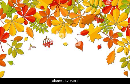 Im Herbst fallenden Blätter auf weißem Hintergrund. Stock Vektor