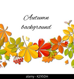 Im Herbst fallenden Blätter auf weißem Hintergrund. Stock Vektor