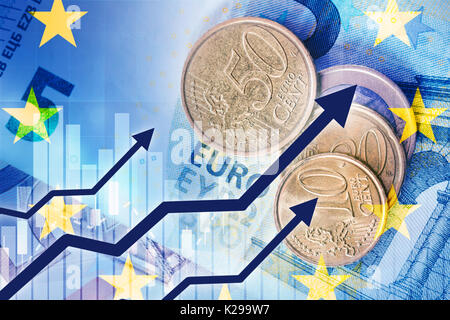 Wachstum der Währung Euro Stockfoto