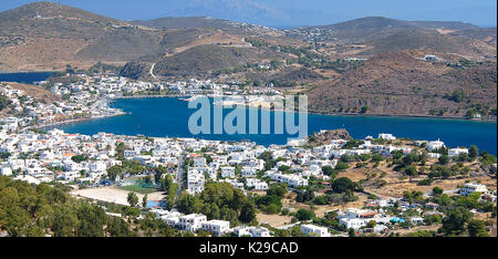 Der Hafen von Skala auf der Insel Patmos, Griechenland Stockfoto
