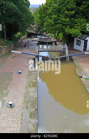 Northgate Treppenhaus Schloss auf dem Shropshire Union Canal, Chester, Cheshire, England, UK. Stockfoto