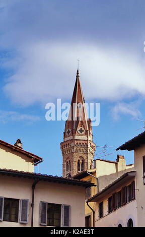 Glockenturm der Badia Fiorentina in Florenz, Italien Stockfoto