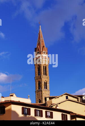 Glockenturm der Badia Fiorentina in Florenz, Italien Stockfoto